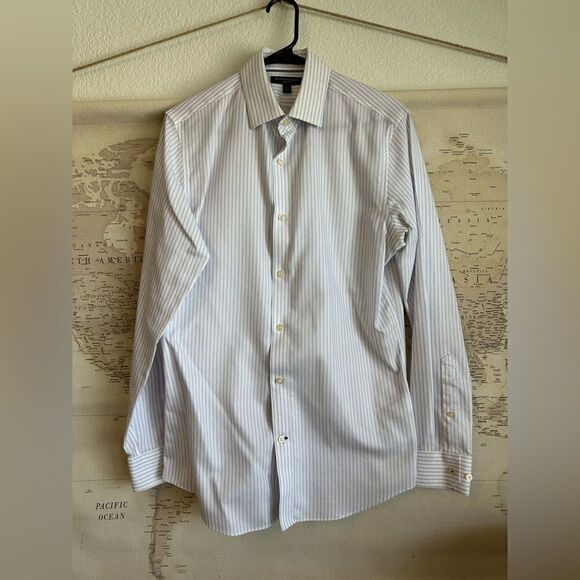 Men’s Banana Republic Blue Stripe Long Sleeve Button Down Dress Shirt - Picture 1 of 4